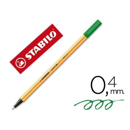 Rotulador stabilo punta de fib ra point 88 verde hoja punta fina 0,4mm