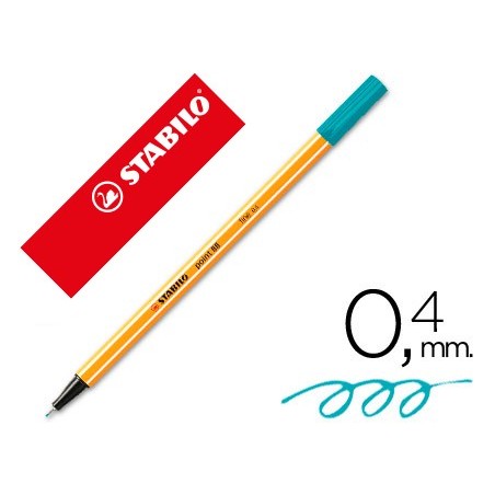 Rotulador stabilo punta de fib ra point 88 azul turquesa punta fina 0,4mm