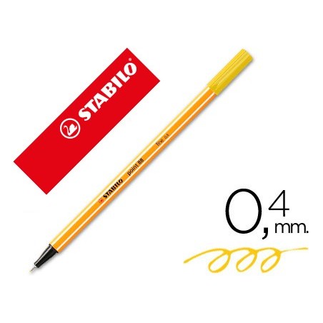 Rotulador stabilo punta de fib ra point 88 amarillo punta fina 0,4mm