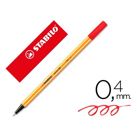 Rotulador stabilo punta de fib ra point 88 rojo punta fina 0,4mm