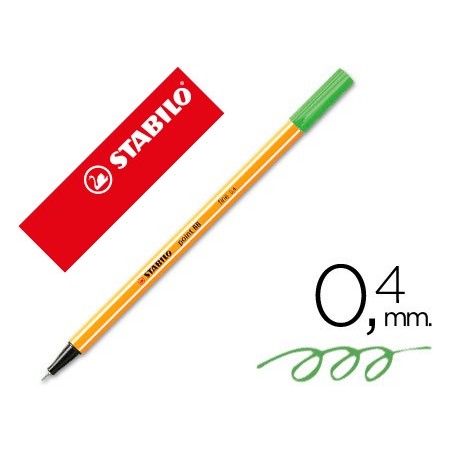 Rotulador stabilo punta de fib ra point 88 verde punta fina 0,4mm