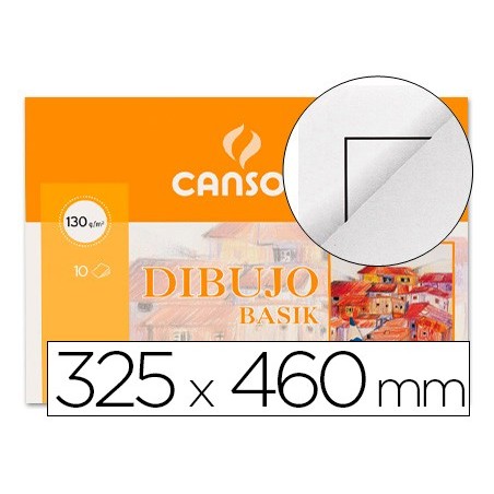 Papel dibujo basik din a3 32,5x 46 cm con recuadro minipack de 10 hojas
