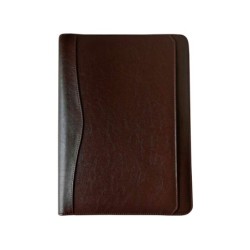 Carpeta portafolios q-connect cremallera 4 anillas 20 mm concalculadora con bolsa para movil color marron 260x355 mm