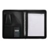 Carpeta portafolios q-connect cremallera 4 anillas 20 mm concalculadora con bolsa para movil color negro 260x355 mm