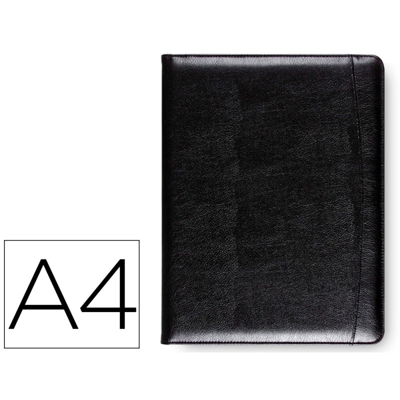 Carpeta portafolios q-connect sin cremallera sin asas con departamentos interiores colornegro 320x250 mm