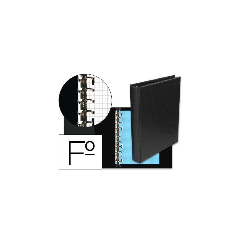 Carpeta multifin alfa 3005-g 16 anillas 40 mm plastico folio negro