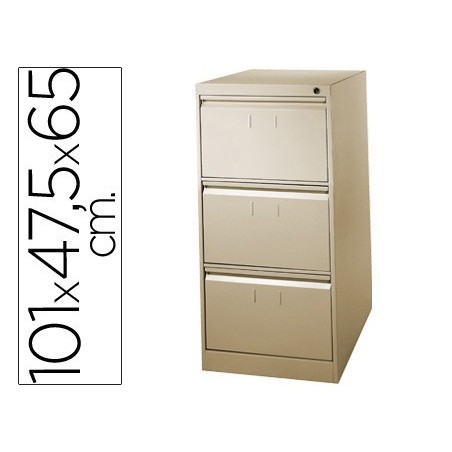 Fichero cajones de suelo metalico de 3 cajones 101 alto,65 prof. 47,5 ancho color beige n.34