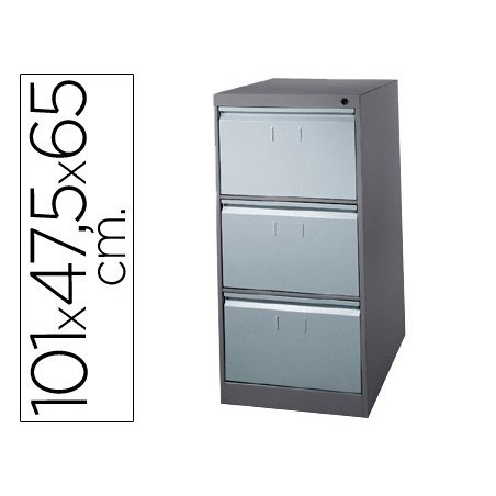 Fichero cajones de suelo metalico de 3 cajones 101 alto,65 prof. 47,5 ancho color gris n.1375