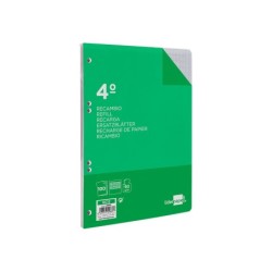 Recambio liderpapel cuarto 100 hojas 60g/m2 milimetrado sin margen 6 taladros