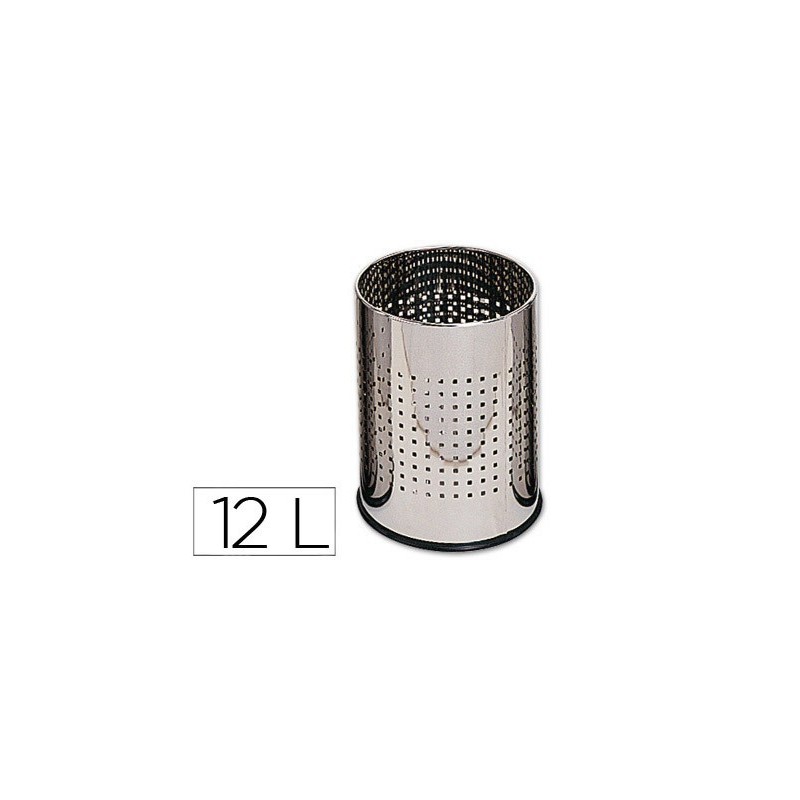 Papelera metalica q-connect perforada cromada 250x325 mm