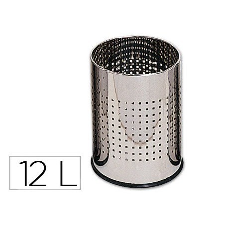 Papelera metalica q-connect perforada cromada 250x325 mm