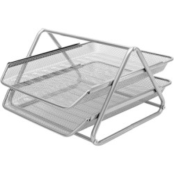 Bandeja sobremesa metalica q-connect rejilla gxa100 plata 2 bandejas movibles 300x185x350 mm