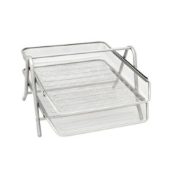Bandeja sobremesa metalica q-connect rejilla gxa100 plata 2 bandejas movibles 300x185x350 mm