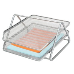 Bandeja sobremesa metalica q-connect rejilla gxa100 plata 2 bandejas movibles 300x185x350 mm