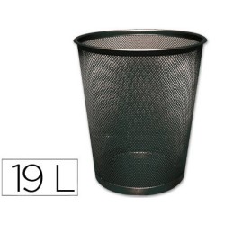 Papelera metalica q-connect negra rejilla 295x345mm