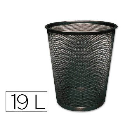Papelera metalica q-connect negra rejilla 295x345mm