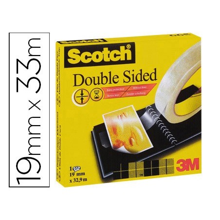 Cinta adhesiva scotch dos caras 33 mt x 19 mm
