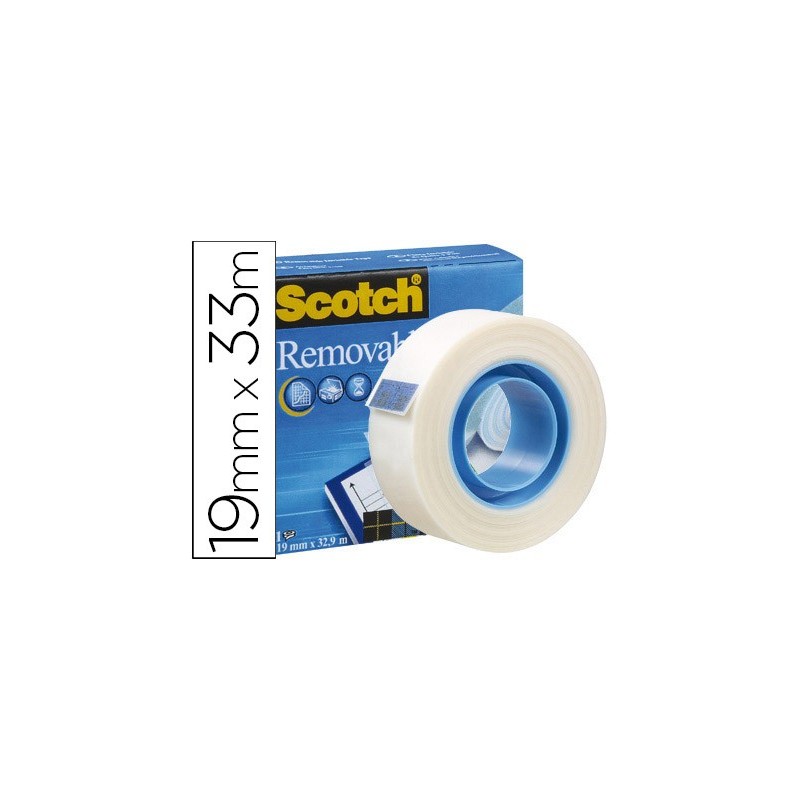 Cinta adhesiva scotch magic invisible removible 33 mt x 19 mm
