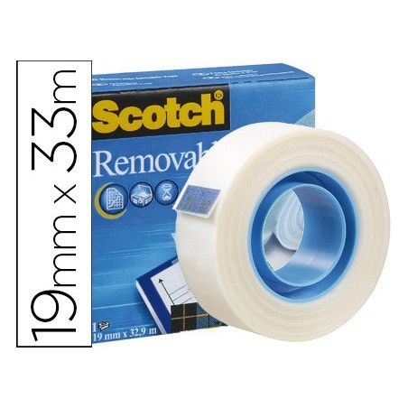 Cinta adhesiva scotch magic invisible removible 33 mt x 19 mm