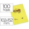 Bloc de notas adhesivas quita y pon post-it 102x152 mm con 100 hojas 659