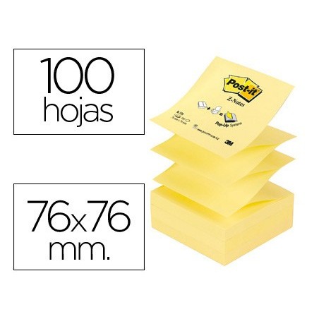Bloc de notas adhesivas quita y pon post-it 76x76 mm z-notes