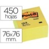Bloc de notas adhesivas quita y pon post-it 76x76x45 mm cubo color amarillo 450 hojas