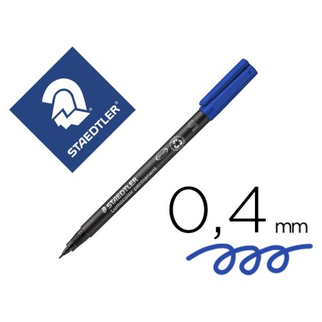 Rotulador staedtler lumocolor retroproyeccion punta de fibra permanente 313-3 azul punta super fina redonda 0.4 mm