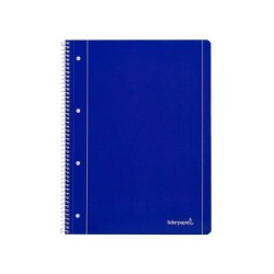 Cuaderno espiral liderpapel a4 micro serie azul tapa blanda 80h 75 gr liso con margen 4 taladros azul