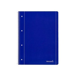 Cuaderno espiral liderpapel a4 micro serie azul tapa blanda 80h 75 gr horizontal con margen 4 taladros azul
