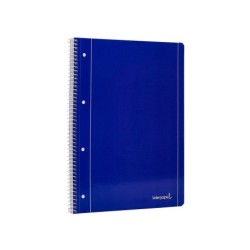 Cuaderno espiral liderpapel a4 micro serie azul tapa blanda 80h 75 gr cuadro 5mm con margen 4 taladros azul