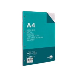 Recambio liderpapel a4 100 hojas 100g/m2 liso con margen 4 taladros