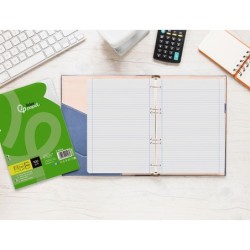 Recambio liderpapel a5 100 h 100g/m2 horizontal doble margen 6 taladros