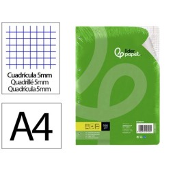 Recambio liderpapel a4 100 hojas 100g/m2 cuadro 5mm con doble margen 4 taladros