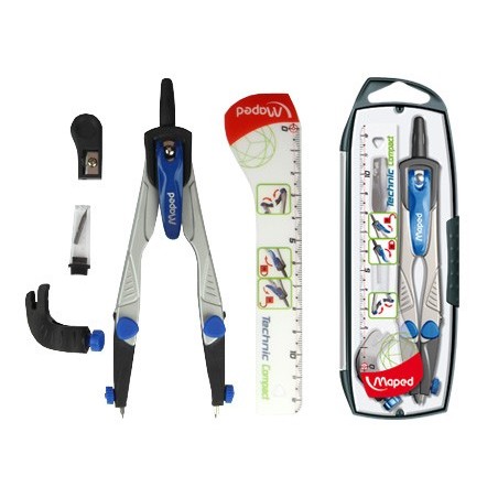 Compas maped 538700 -con adaptador universal estuche de minas y afilaminas