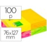 Bloc de notas adhesivas quita y pon q-connect 127x76 mm fsc 100 hojas fluorescentes pack de 12 -surtidas en 4 colores