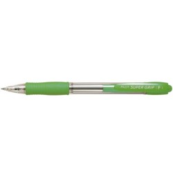 Boligrafo pilot super grip verde claro retractil sujecion de caucho tinta base de aceite