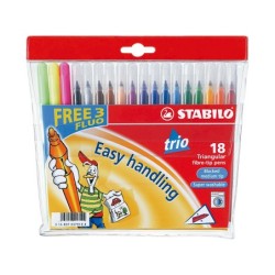 Rotulador escolar stabilo trio a-z bolsa de 18 unidades colores surtidos