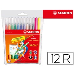 Rotulador stabilo trio a-z bolsa de 12 unidades colores surtidos