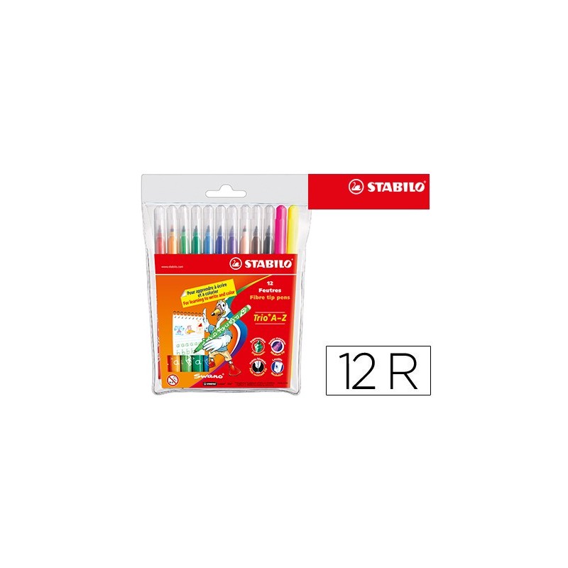 Rotulador stabilo trio a-z bolsa de 12 unidades colores surtidos