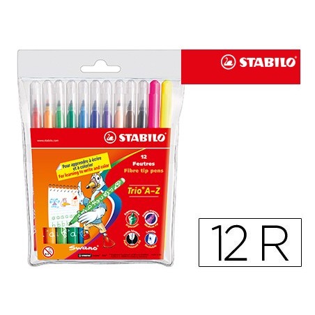 Rotulador stabilo trio a-z bolsa de 12 unidades colores surtidos