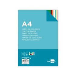 Papel color liderpapel a4 80gr 10 colores surtidos paquete de 100 hojas
