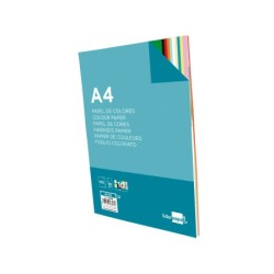 Papel color liderpapel a4 80gr 10 colores surtidos paquete de 100 hojas