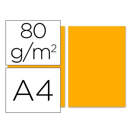 Papel color liderpapel a4 80gr naranja paquete de 100 hojas