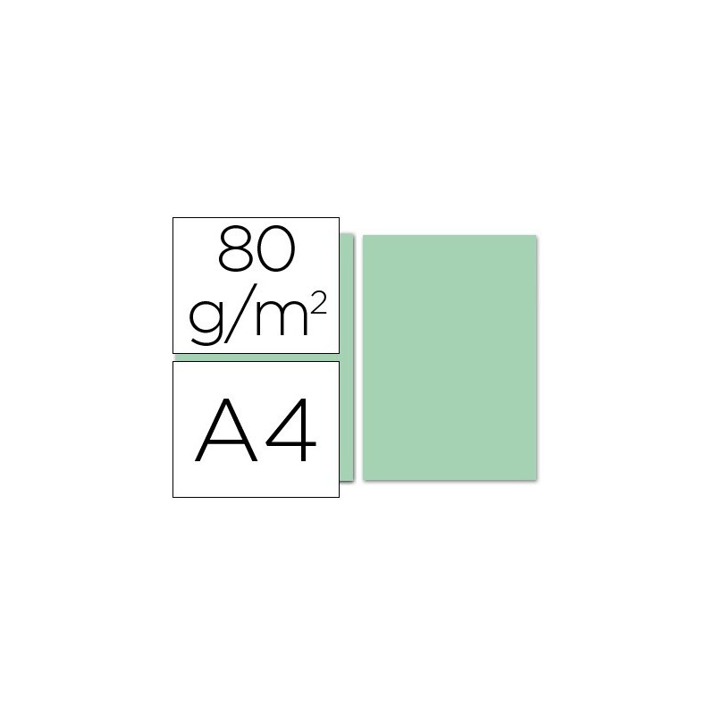 Papel color liderpapel a4 80gr verde paquete de 100 hojas