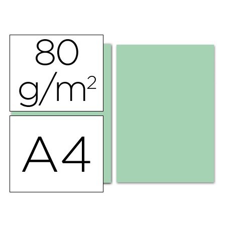 Papel color liderpapel a4 80gr verde paquete de 100 hojas