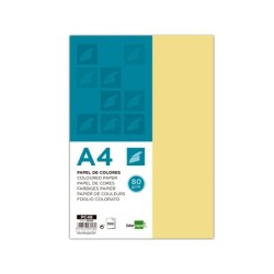 Papel color liderpapel a4 80gr amarillo paquete de 100 hojas