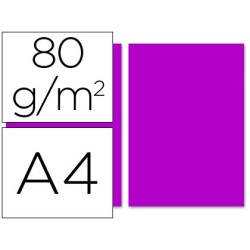 Papel color liderpapel a4 80gr fucsia paquete de 100 hojas
