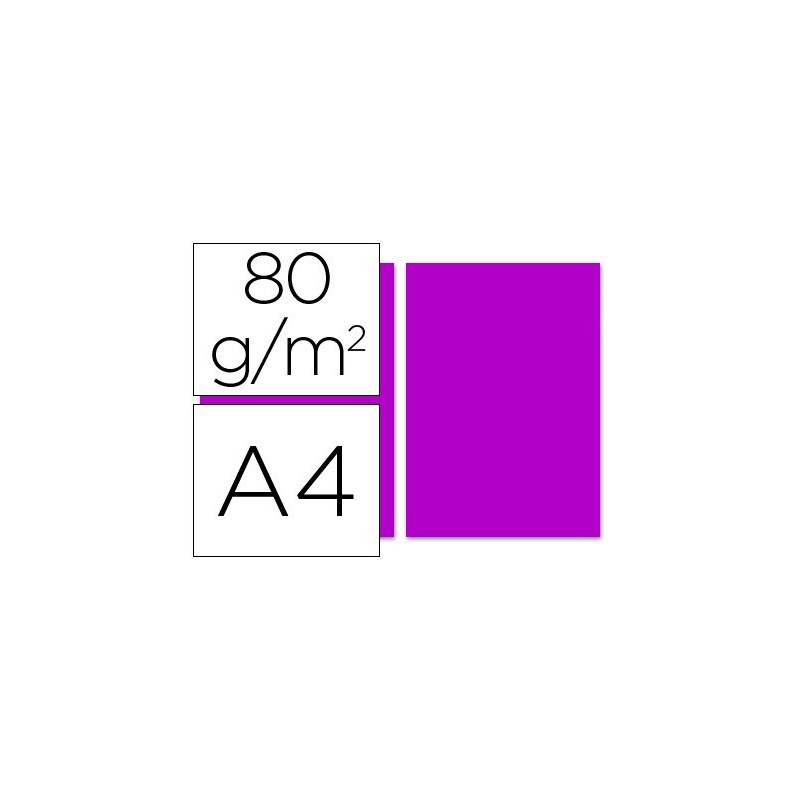 Papel color liderpapel a4 80gr fucsia paquete de 100 hojas