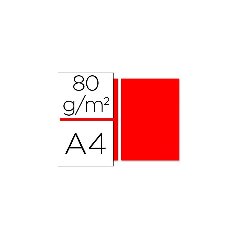Papel color liderpapel a4 80gr rojo paquete de 100 hojas