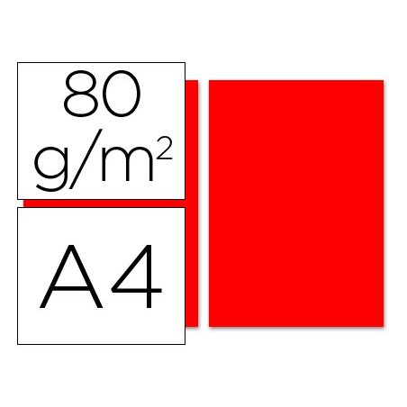 Papel color liderpapel a4 80gr rojo paquete de 100 hojas
